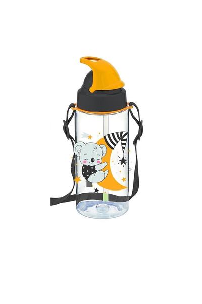 Gıpta Third Tritan Sarı Desenli Pipetli Matara 500 Ml Bpa Free Askılı Suluk