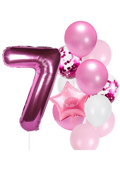 PARTİAVM Fuchsia Numeral Sequin Transparent Balloon Pink Shades Balloon Bouquet