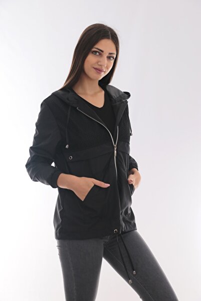 Moda Tuğram Γυναικείο μαύρο αδιάβροχο & αντιανεμικό