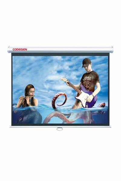 CODEGEN Ax-20 200X200 cm Manual Projection Screen with Roller (Black Backgrou...