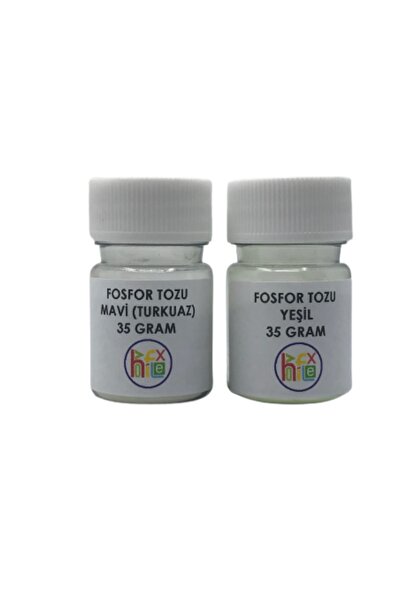 HOBİFLEX Epoksi Fosfor Tozu Mavi (turkuaz) Ve Yeşil Renk Set Karanlıkta Parlayan Fosfor 35 Gr + 35 Gr 70 Gr