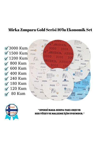 MİRKA Epoksi Reçine Zımpara Seti Gold - Galaxy Serisi 10 Lu Set Eko