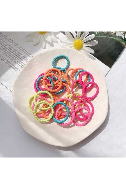 MutluBiDünya 50 Adet Parlak Renkli Mini Kumaş Lastik