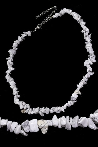 Tesbih Atölyesi Certified Natural Howlite Broken Stone Necklace