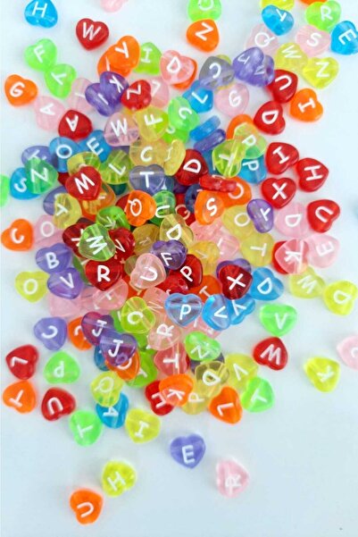 ella'nın çarşısı Mărgele colorate în formă de inimă cu litere, 6 mm, mărgele ...