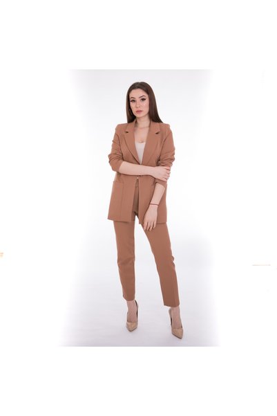 DEFİLE LUX Oversize Ceket Pantolon Takım Vizon - Bıgger Serisi