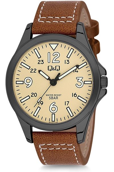 Q&Q Men's Leather Wristwatch Qb12