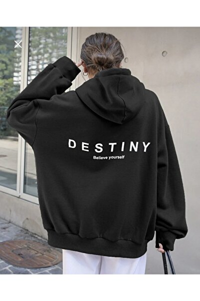 LOUİSA Kapuljača Oversize kroj Unisex Destiny Štampano Dukserica