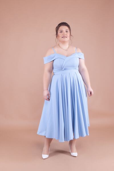 Bidoluelbise Women's Plus Size Strappy Off-Shoulder Detail Pleated Midi Dress