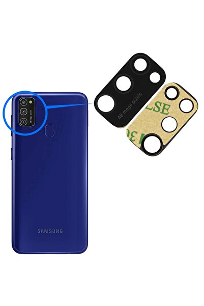 FLAGEN Samsung Galaxy M21 Compatible Rear Camera Glass Lens with Adhesive