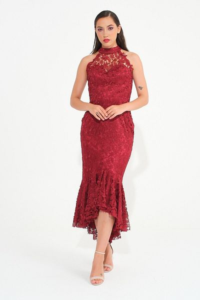 SpringStore Rochie de seara cu dantela burgundy