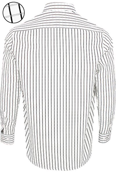 Varetta Men's Black Checkered Pattern Long Sleeve Buttoned Collar Classic Cut Shirt