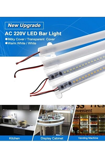 Runedo 220 Volt Şeffaf Kapak Alimünyum Çubuk Led Bar Işık 1 Metre Renk: Beyaz