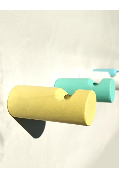 merbiles Ahşap Modern Çocuk&bebek Odası Askılık 4 Lü Dekoratif Duvar & Banyo Askısı - Pastel Renk