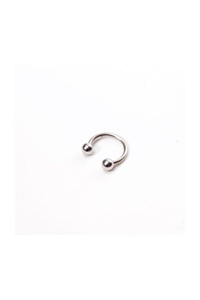 Akın Aksesuar Yarım Halka Top Uçlu Yuvarlak Çelik Piercing Gümüş Renk