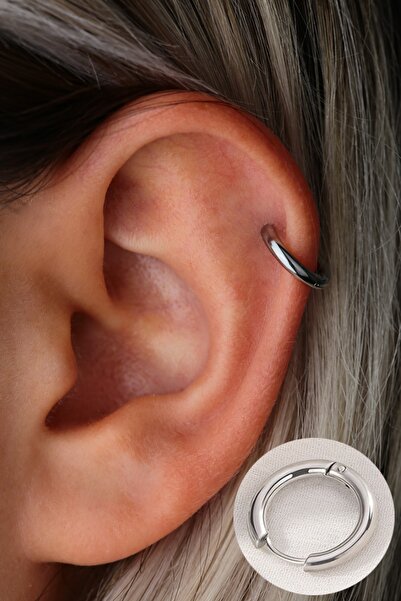 Vilma Aksesuar Cerrahi Çelik Halka Kıkırdak Helix Piercing Gümüş Renk (8mm)