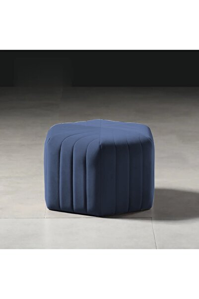 DeccoStil Çizgili Altıgen Dikişli Puf 45*45 Cm Yükseklik 45 Cm