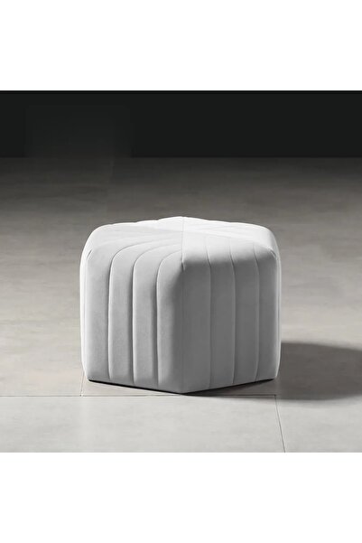 DeccoStil Çizgili Altıgen Dikişli Puf 45*45 Cm Yükseklik 45 Cm