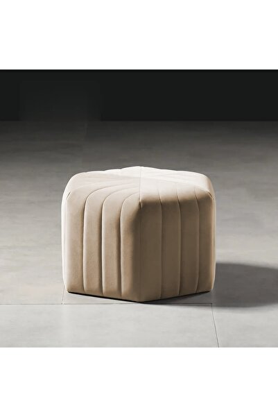 DeccoStil Çizgili Altıgen Dikişli Puf 45*45 Cm Yükseklik 45 Cm