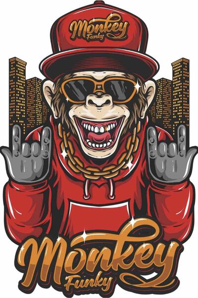 MegaSticker Rich Monkey 20x12 cm Custom Design Motor Helmet Car Wall Sticker ...