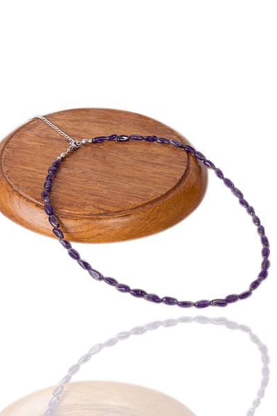 Tesbih Atölyesi Certified Tumbler Cut Natural Amethyst Stone Necklace