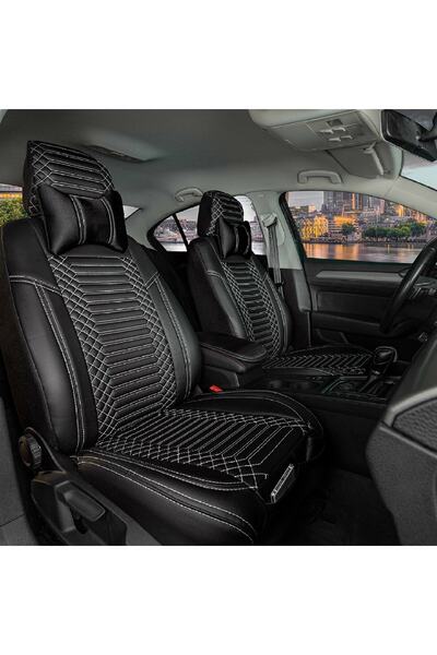 Generic Brand Black-White Luxury Leather Auto Seat Set for Nissan Patfinder