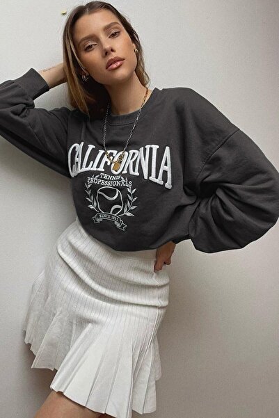 Machetta Büyük Beden California "yüksek Frekans Baskılı" Oversize Sweatshirt