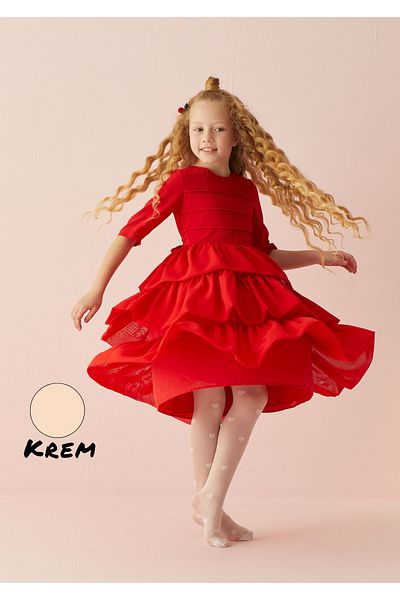 Rozina Тънък кремав чорапогащник 20 Den за момиче с модел сърце