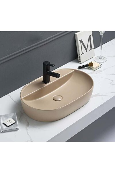 PUROSER Letoon Mat Bej Tezgah Üstü Çanak Lavabo