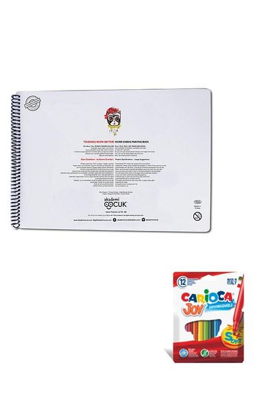 Akademi Çocuk -Inexhaustible Drawing Book-1 Painter Cats- 25x35cm & Carioca 12 Piece Joy