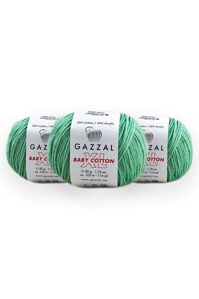 Gazzal Baby Cotton Xl 50 Gr 3 Pack Amigurimi Punch Hand Knitting Yarn Taka Yarn (3425 Xl)