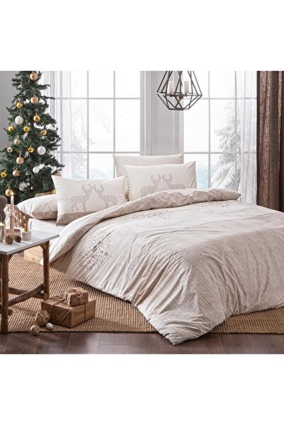 Taç Yeni Yıl Glow Parlayan Çift Kişilik Nevresim Takımı Lovelight Bej Hilays