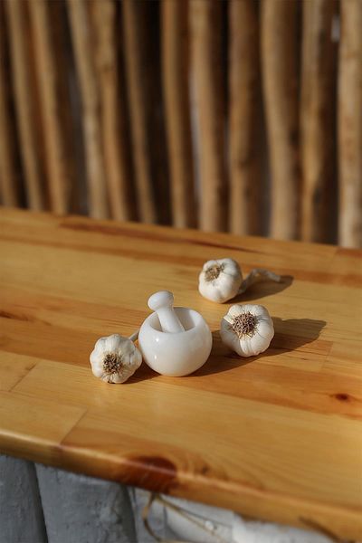 Heyna Marble Havan Set Small Size Natural Stone Marble Havan Set 8 X 8 Cm-white