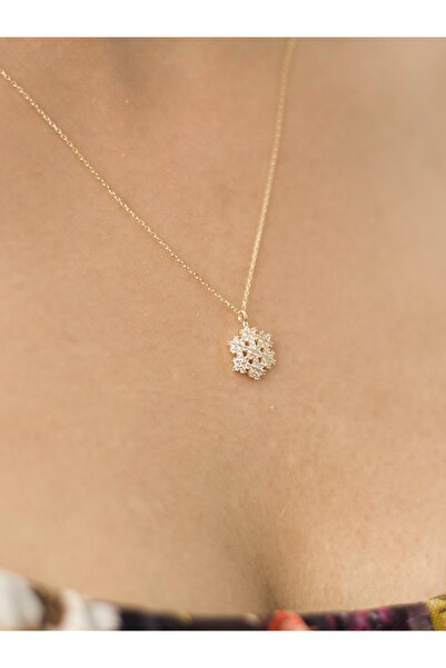 myorogold 14 Ayar Altın Kar Tanesi Kolye