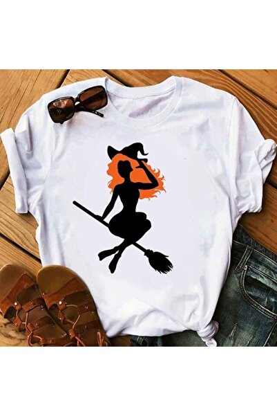 GALASHOP تي شيرت مطبوع عليه ساحرة الهالوين M542