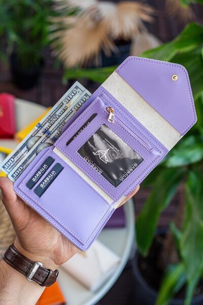 Garbalia Columbia Vegan Leather Mini Lilac Women's Wallet with Coin Compartment and Loose Card Holder