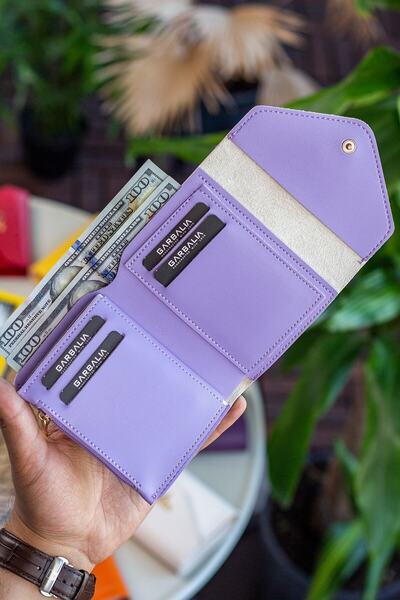 Garbalia Columbia Vegan Leather Mini Lilac Women's Wallet with Coin Compartment and Loose Card Holder