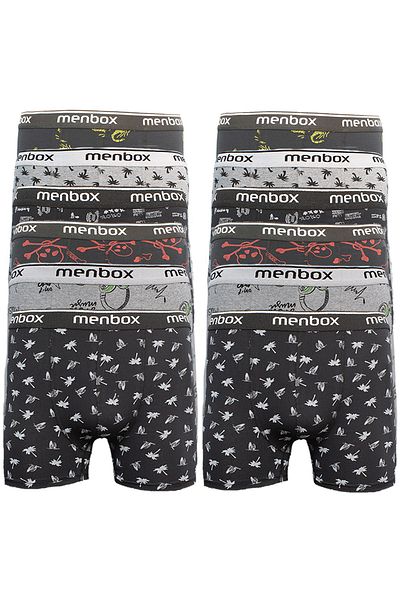 MENBOX Ανδρικά μποξεράκια Lycra 12 συσκευασιών Μικτό σχέδιο
