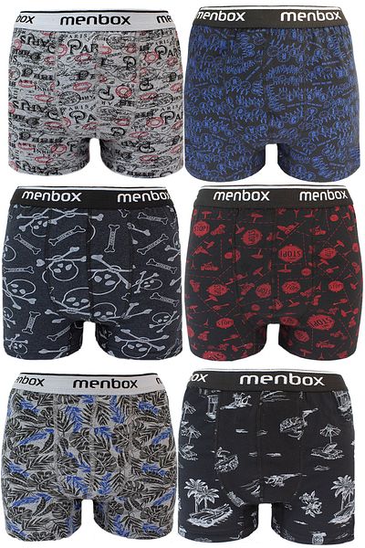 MENBOX Ανδρικό μπόξερ με μοτίβο βαμβακερό Lycra Slim Fit Economic 6 Pack