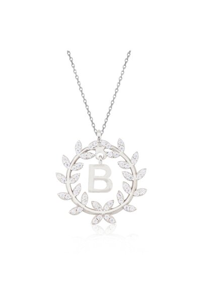 Silveranka 925 Ayar Gümüş Çelenk B Harfli Kolye