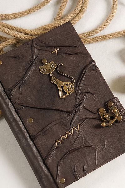 GUETTA Genuine Leather Ziplock Cat Handmade - Notebook, Gift
