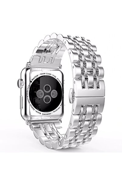 BİPOWER E2m Apple Watch 38-40mm Krd-07 Metal Gümüş Kordon