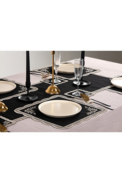 Peno Concept 2'li Amerikan Servis (SUPLA) Nakışlı Gardenya Keten Dertsiz