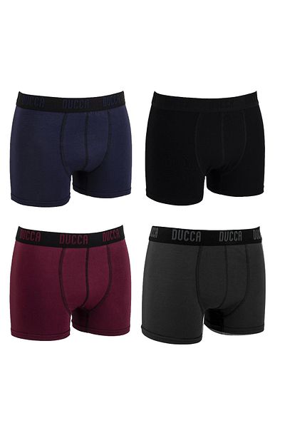 bubebek Men's Mixed Color Soft Belt Premium Quality Boxer Cotton Lycra 4 Pack