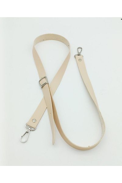 angel çanta aksesuar 120X2 cm Single Layer Cream Faux Leather Silver Buckle Bag Handle