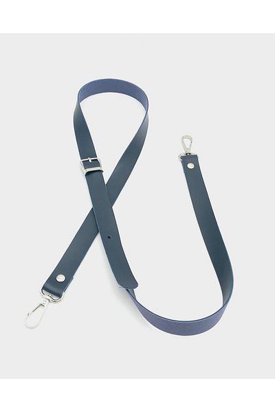 angel çanta aksesuar 120x2 εκ. Μονή στρώση Navy Blue Faux Leather Ασημένια λαβή τσάντας με αγκράφα