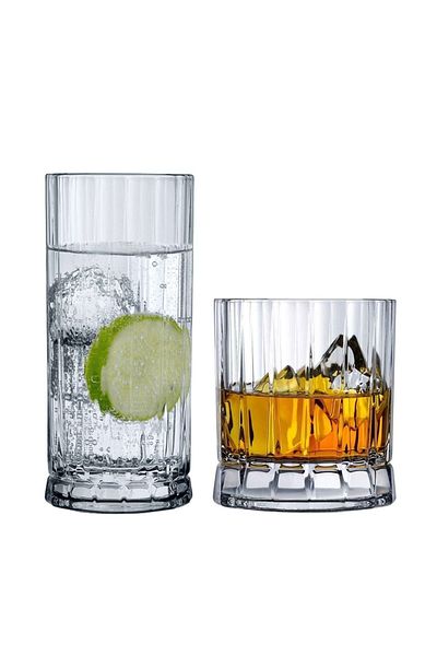 NUDE Pasabahce Wayne Crystal Water-Soft-Drink-Cocktail Glasses Set 12 Pieces (68184-68194)