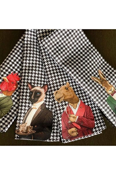 Generic Brand Animals Kumaş American Tablecloth Set of 4 - 35X50 cm (Linen, I...