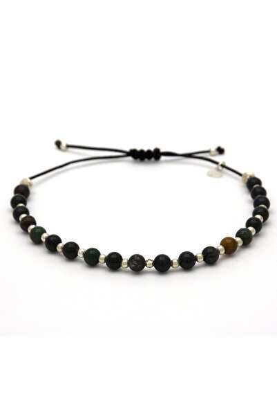 Safir Jewellery Kan Taşı Doğal Taşlı 925 Ayar Gümüş Toplu Makrome İpli Kadın ...