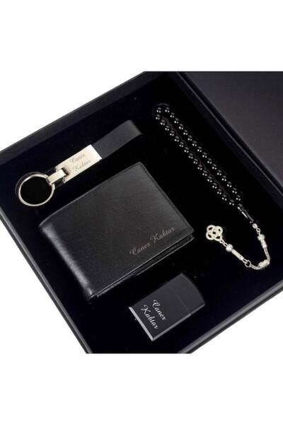 ZEFLAZER Kişiye Özel Cüzdan Tesbih Anahtarlık Benzinli Çakmak